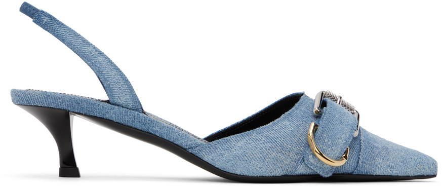 Shop Givenchy Blue Voyou Slingback Heels In 420-medium Blue