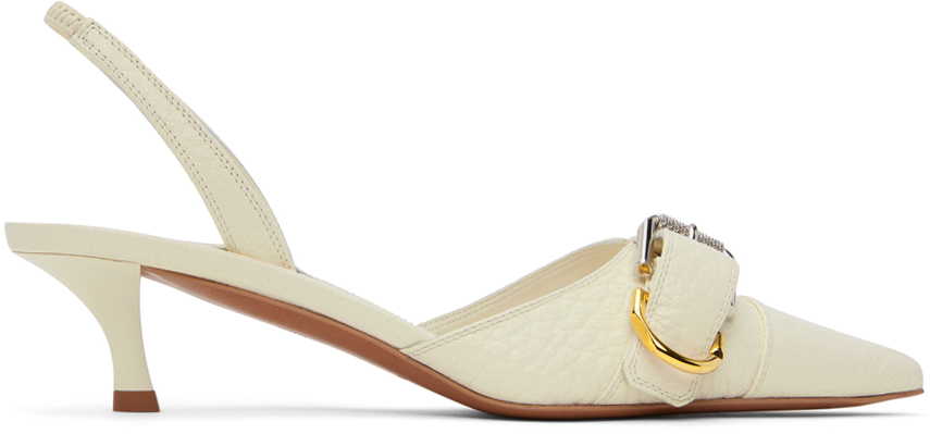 Shop Givenchy Off-white Voyou Slingback Heels In 105-ivory