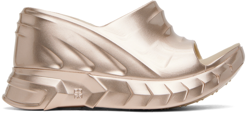 Shop Givenchy Gold Marshmallow Sandals In 769 Dusty Gold