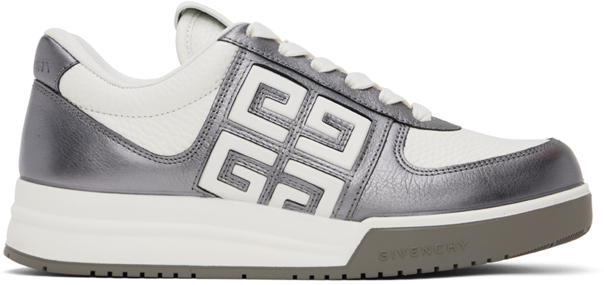 Gunmetal & White G4 Laminated Leather Sneakers