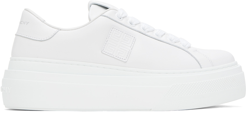 Givenchy White City Platform Trainers In 100 White