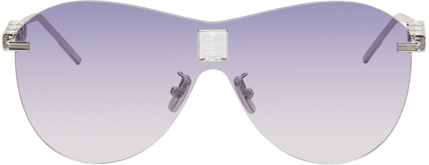 Givenchy Silver 4g Sunglasses In Shiny Palladium/gr