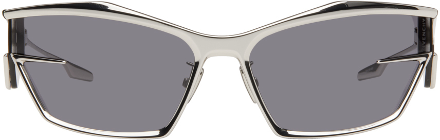 Givenchy Silver Giv Cut Sunglasses In Shiny Palladium/smok