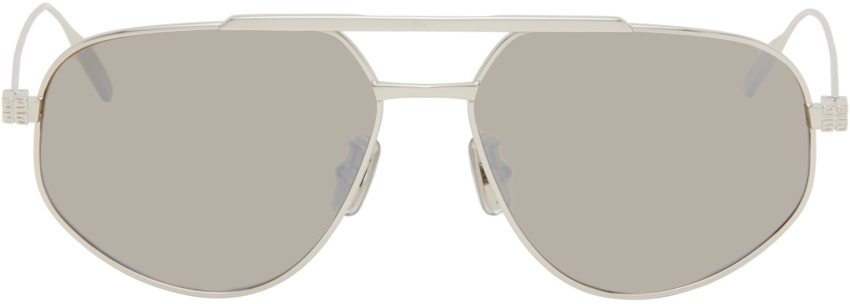 Givenchy Silver Gv Speed Sunglasses In Shiny Palladium/brow