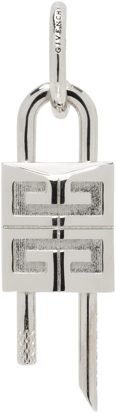 Shop Givenchy Silver Lock Single Earring In 040-silvery