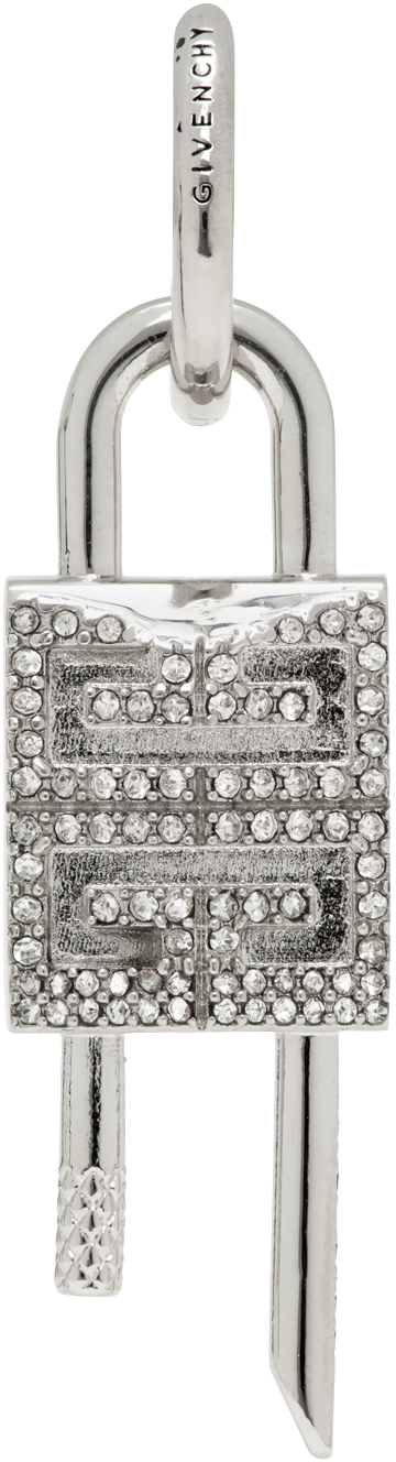 ♦GIVENCHY♦Lock Small Crystals Hoopシングルピアス Givenchy: シルバー Lock Small Crystals Hoop シングルピアス