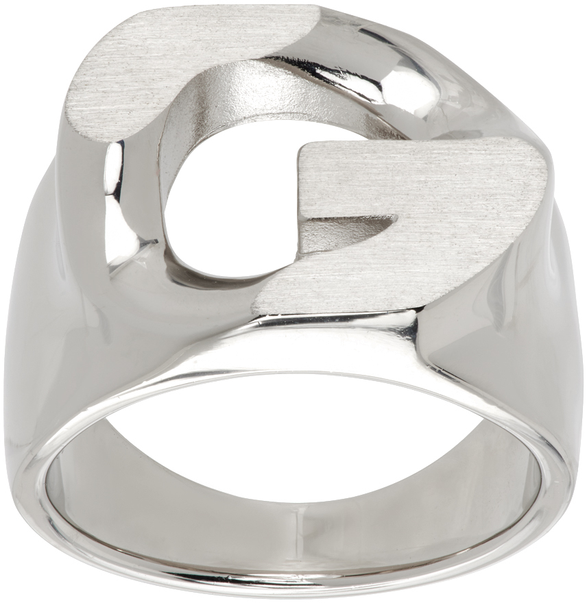 Givenchy Silver G Chain Ring In 040-silvery