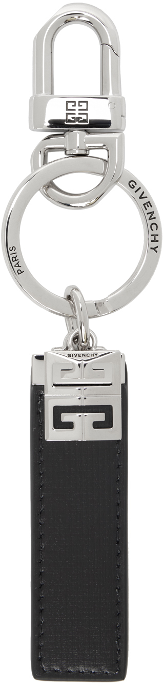 Givenchy Black & Silver 4g Classic Keychain In 001-black