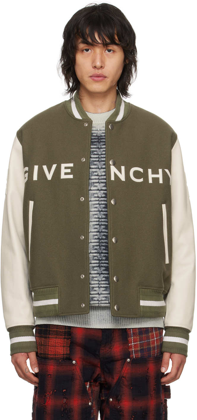 Shop Givenchy Khaki Varsity Bomber Jacket In 305-khaki