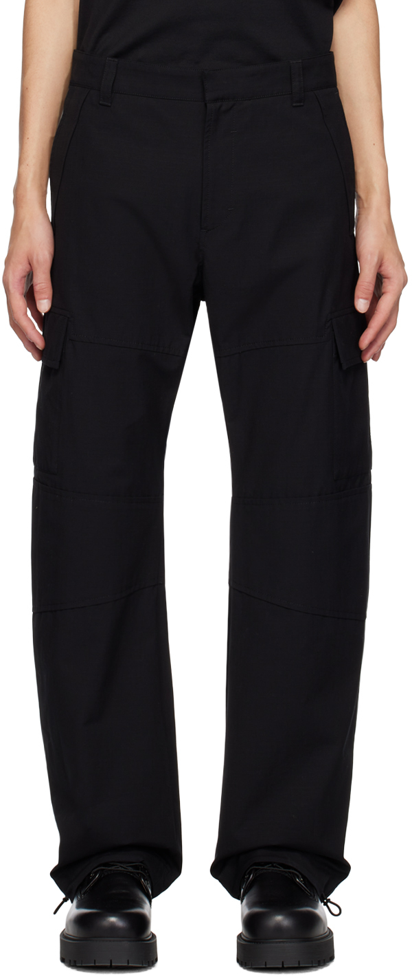 Givenchy Black Arched Cargo Pants In 001-black