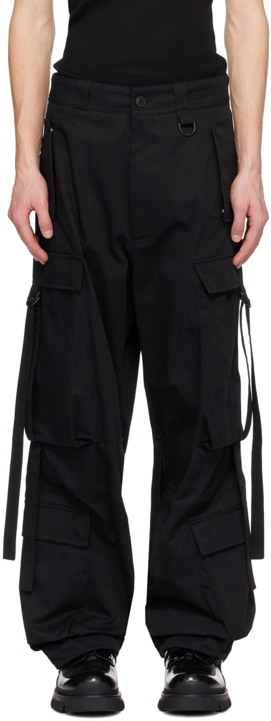 Givenchy Black Extended Trim Cargo Pants In 001-black