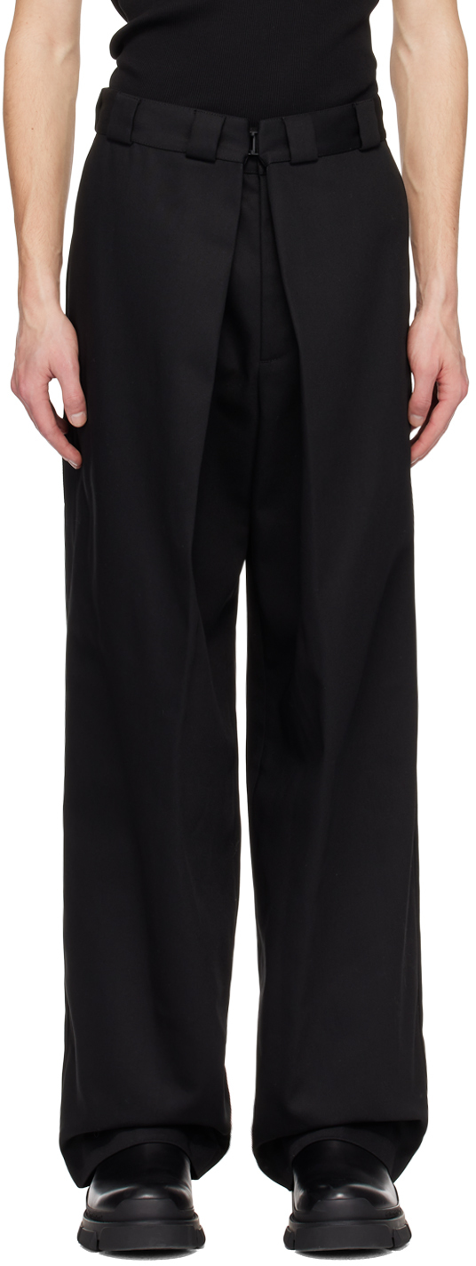 Givenchy Black Extra Wide Trousers In 001-black