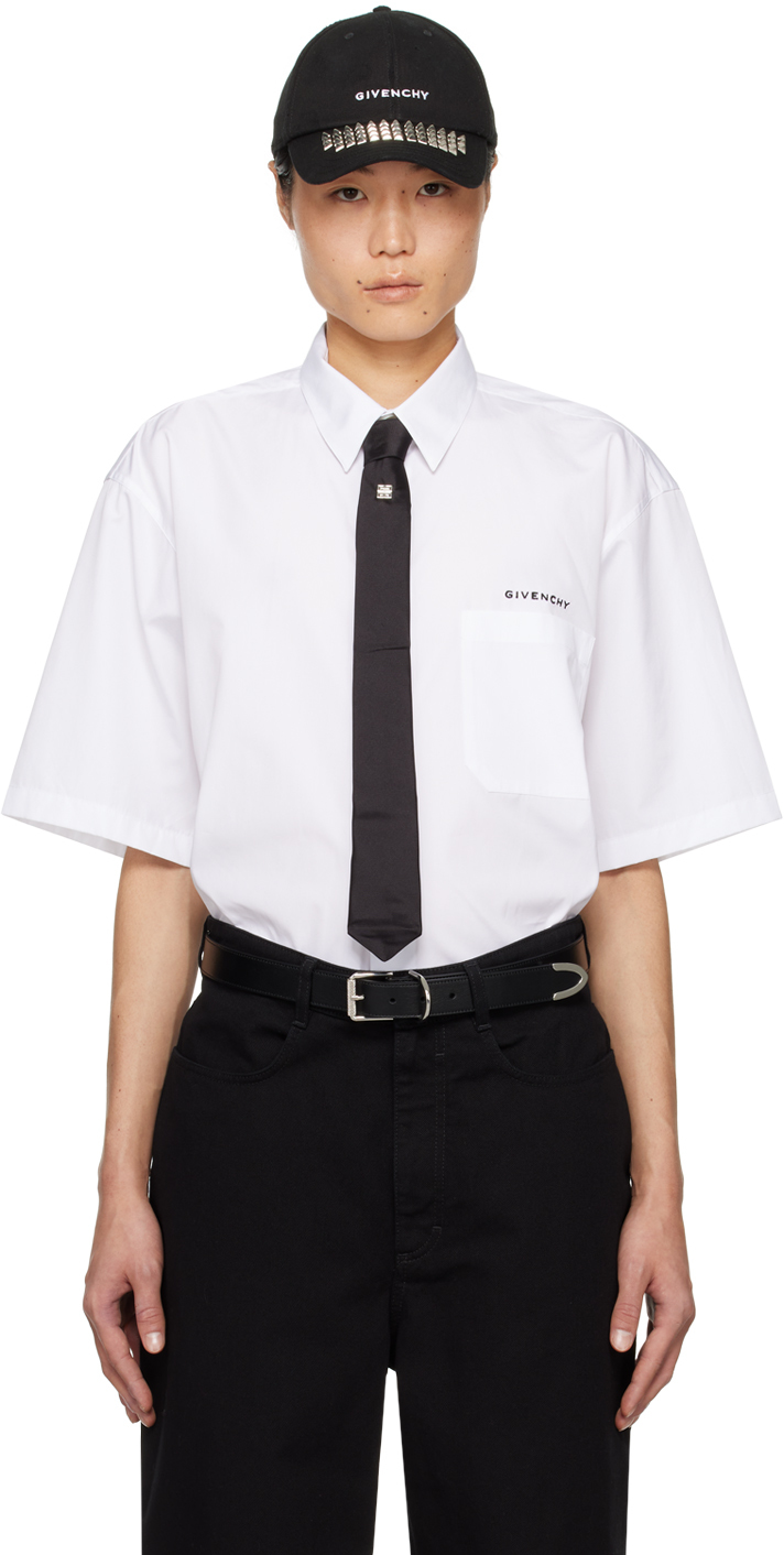 Givenchy White Spread Collar Shirt In 100-white