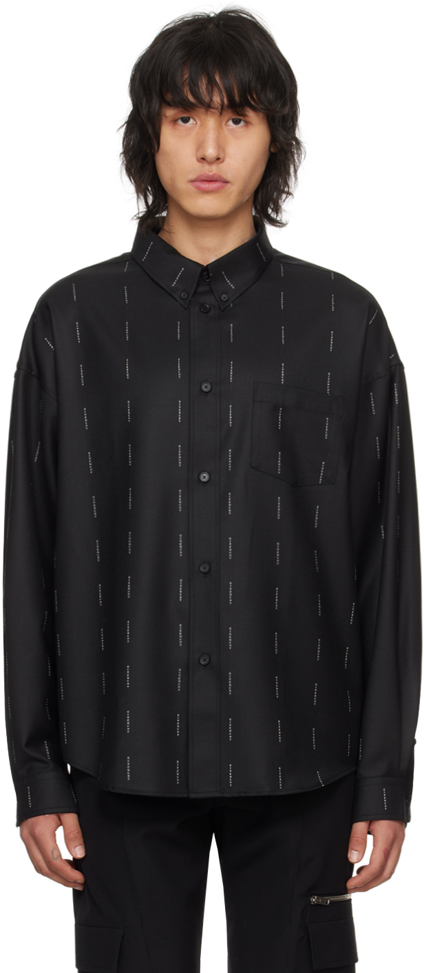 Givenchy Black Jacquard Shirt In 001-black