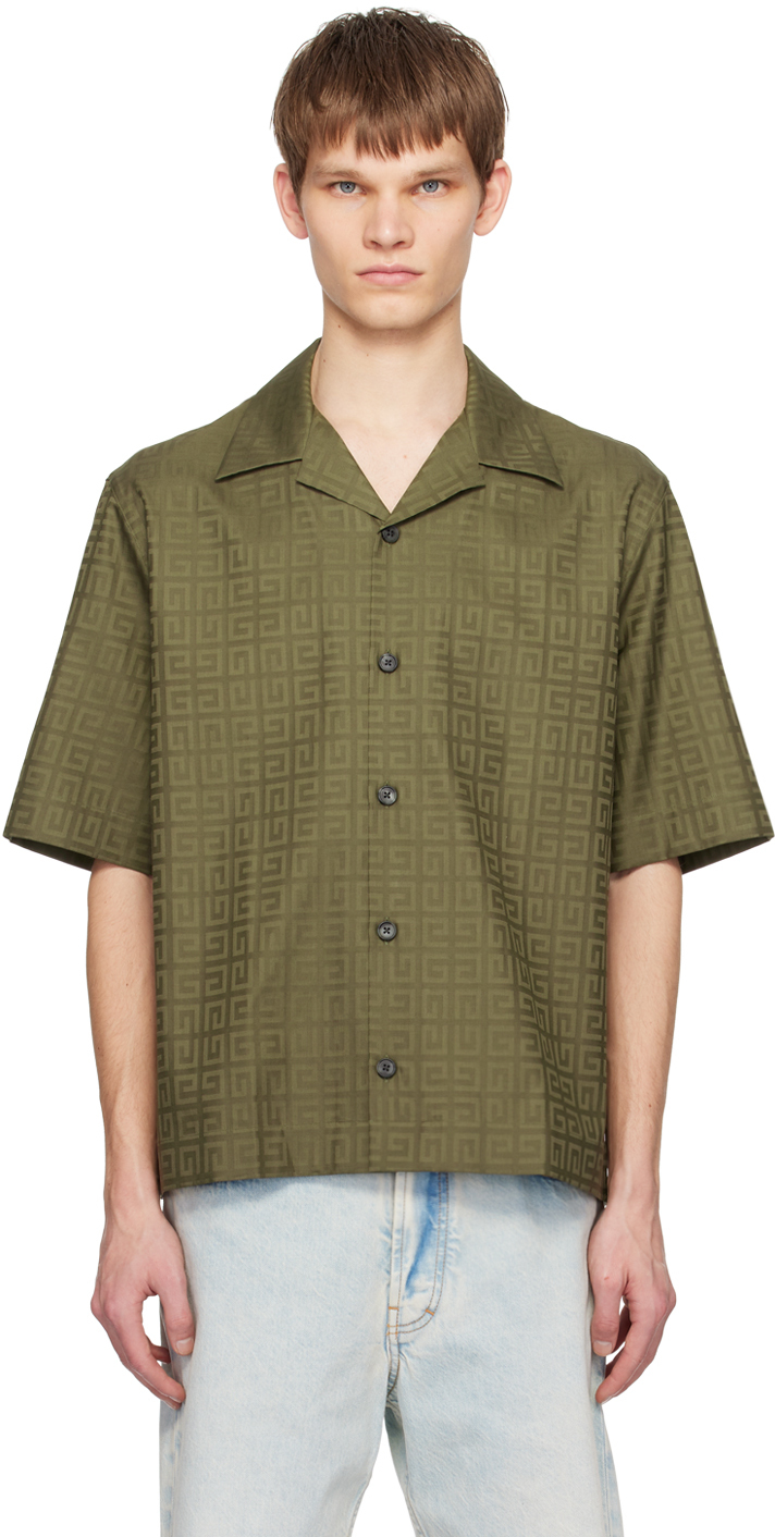 Givenchy Green Jacquard Shirt In 305-khaki