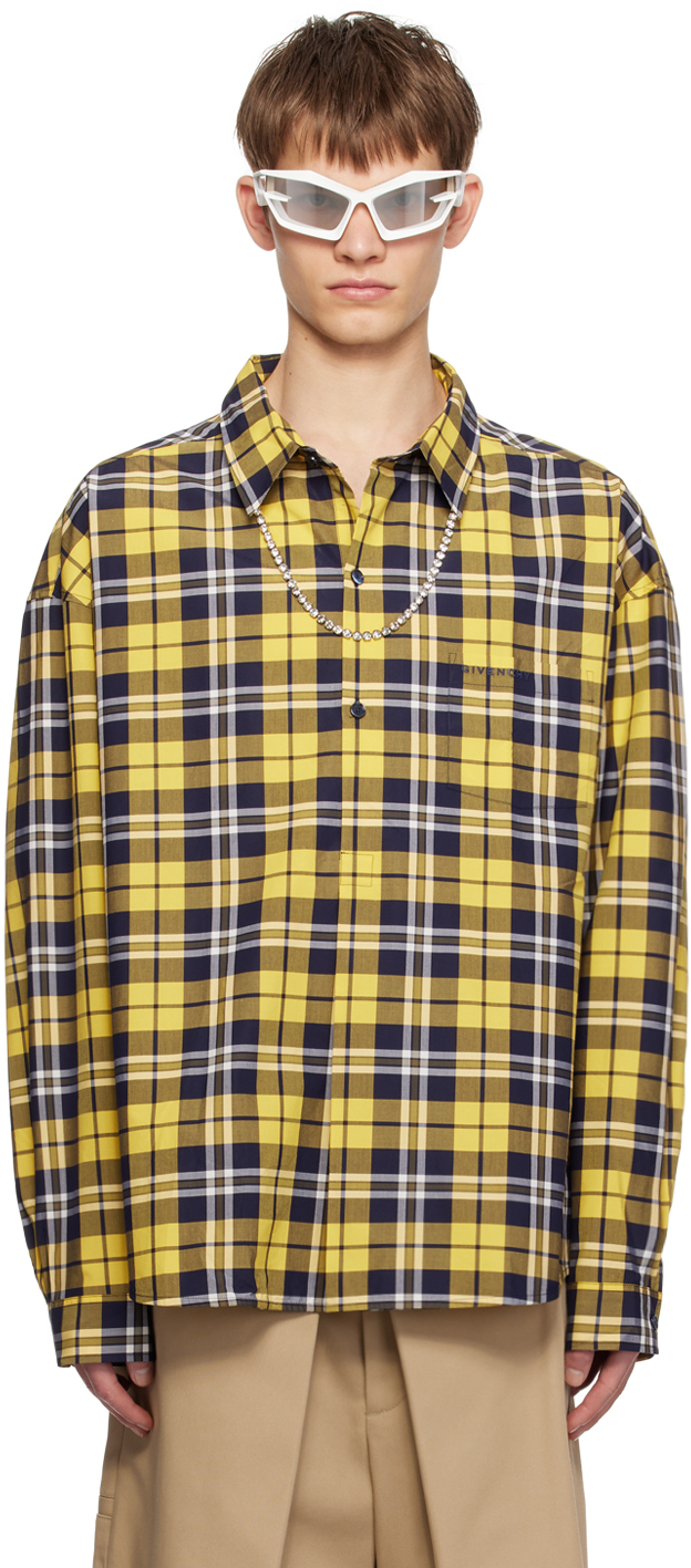 Givenchy Yellow Check Shirt In 701-dark Yellow