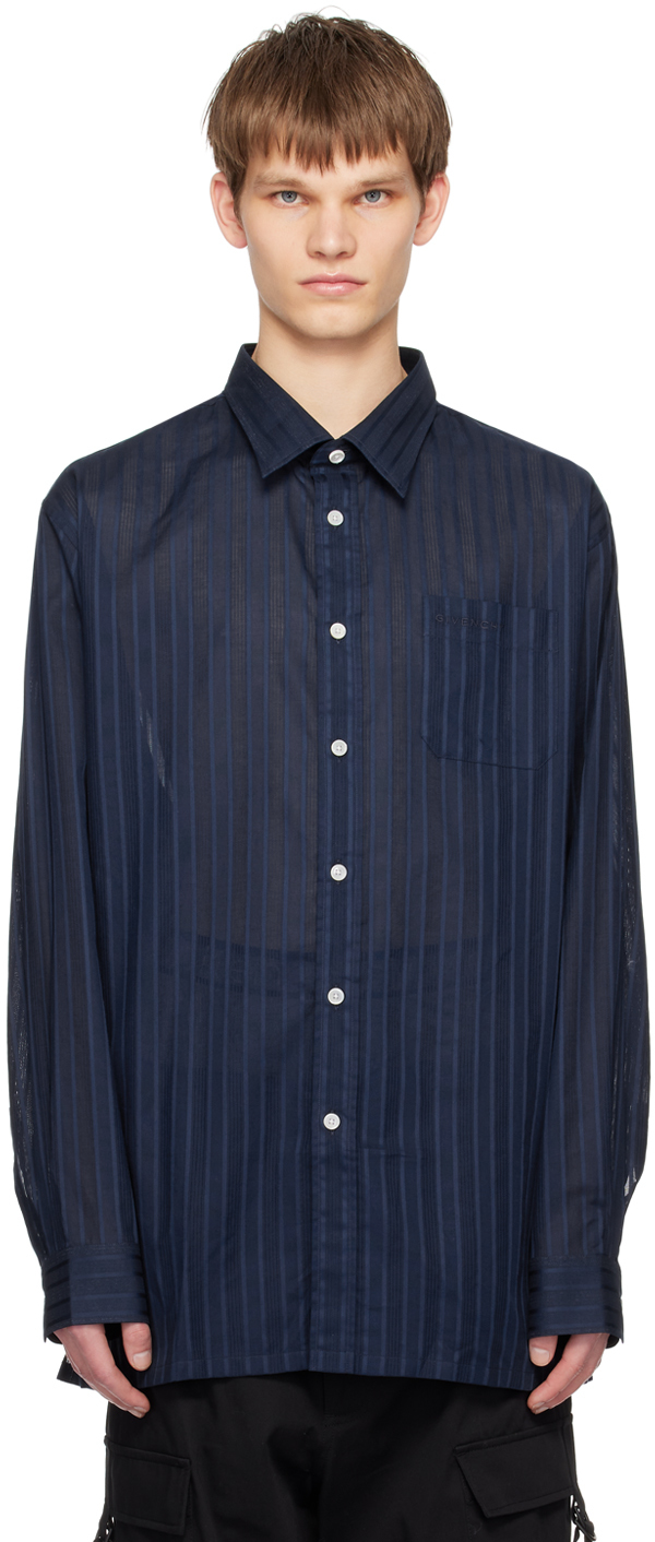 Givenchy Navy Striped Shirt In 410-navy