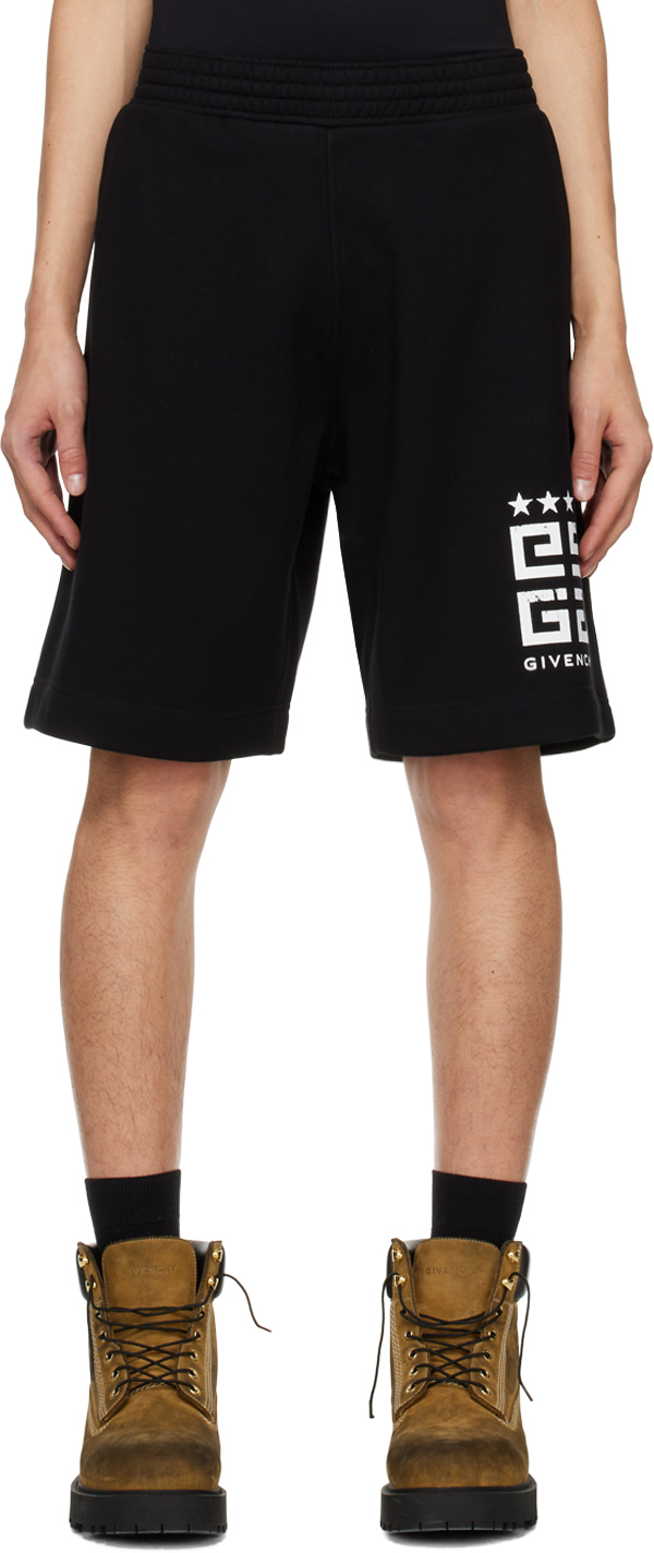 Givenchy Black Drawstring Shorts In 001-black