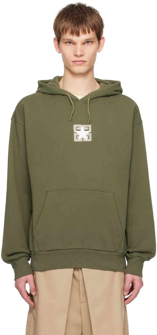 Givenchy Green 4g Stars Hoodie In 306-olive Green