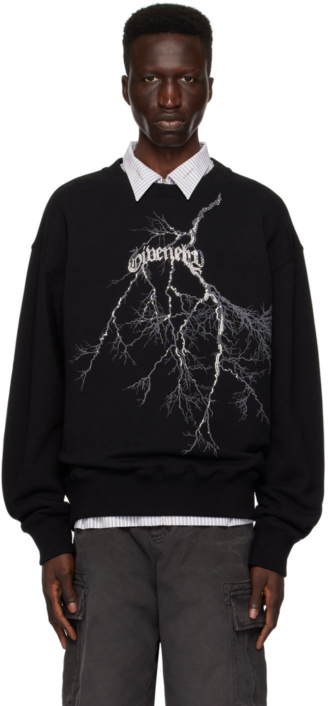 Shop Givenchy Black Crystal-cut Sweatshirt In 001-black
