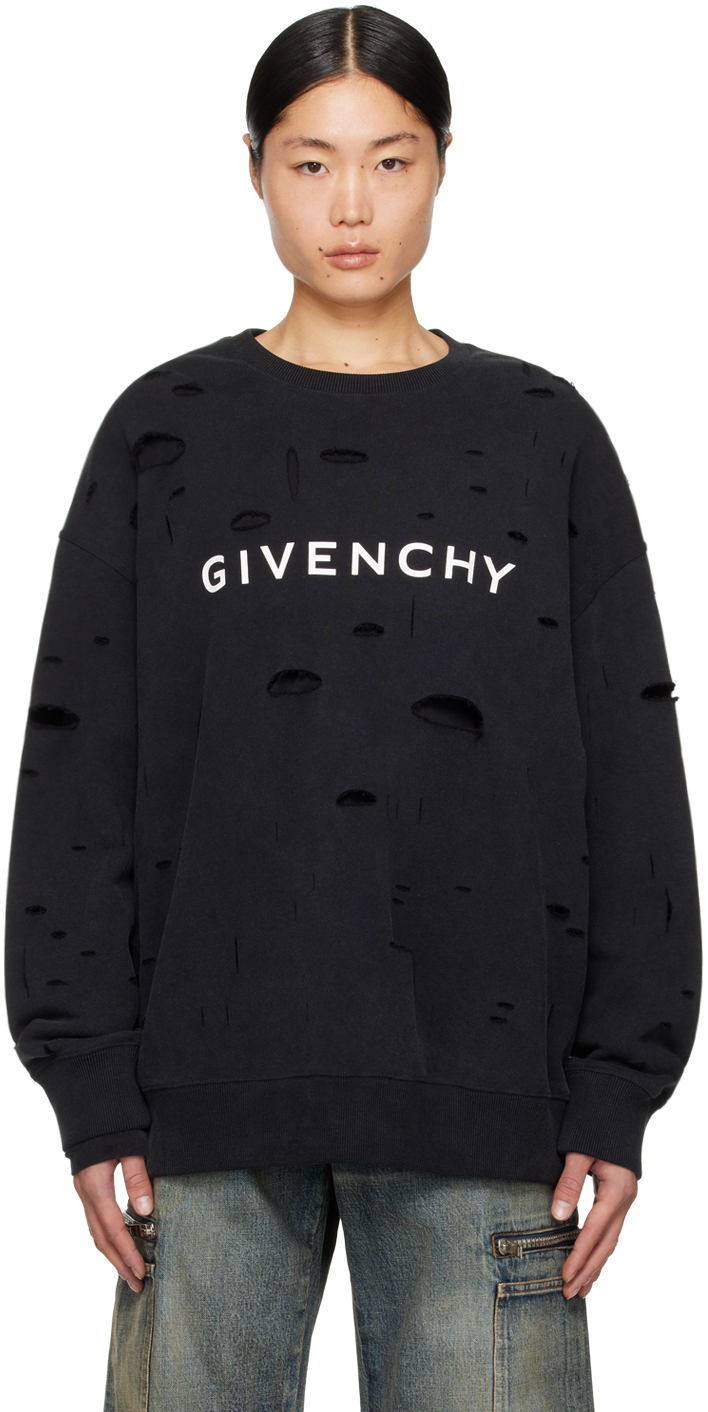 Givenchy Black Cutout Sweatshirt In 011-faded Black
