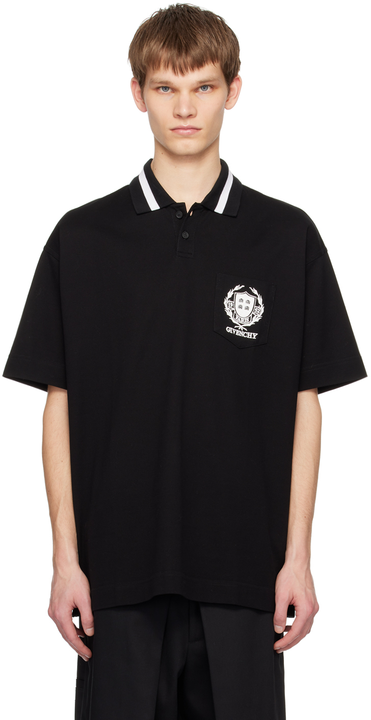 Shop Givenchy Black Crest Polo In 001 Black