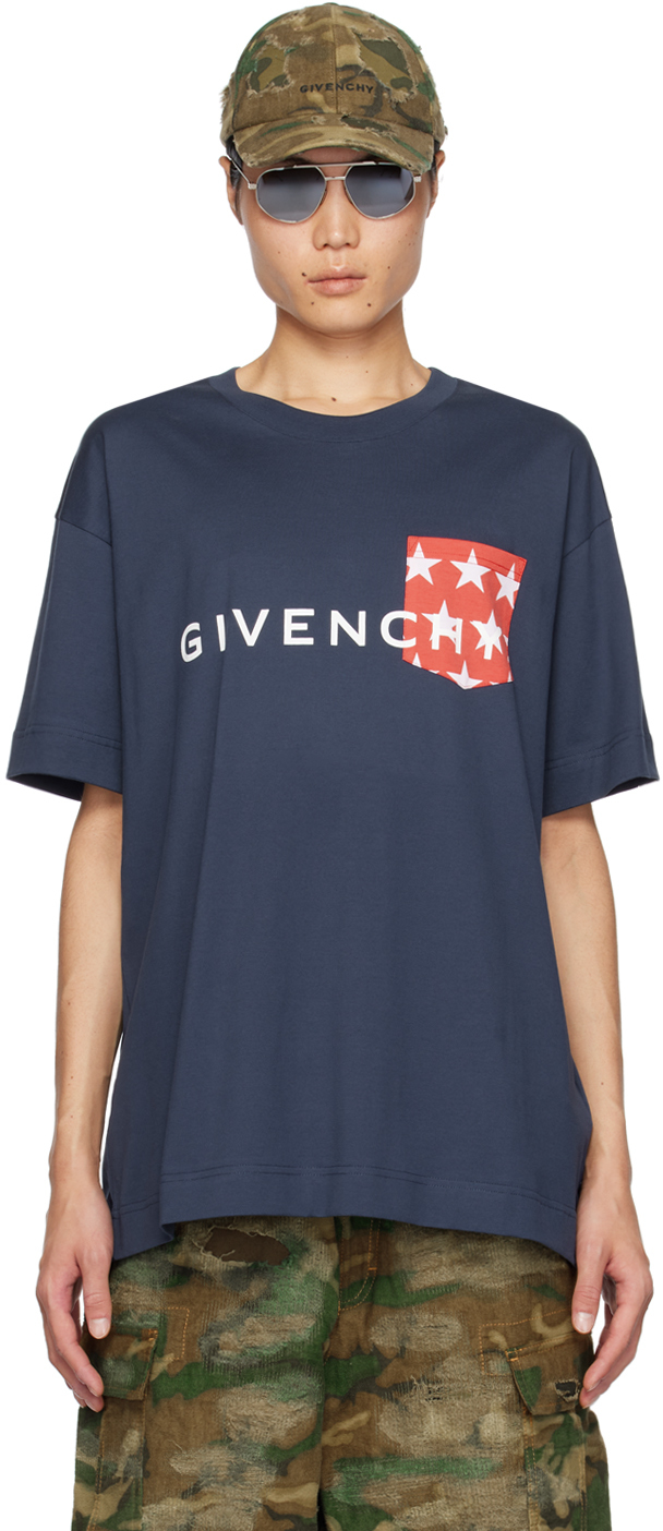 Givenchy Navy Pocket T-shirt In 402-deep Blue