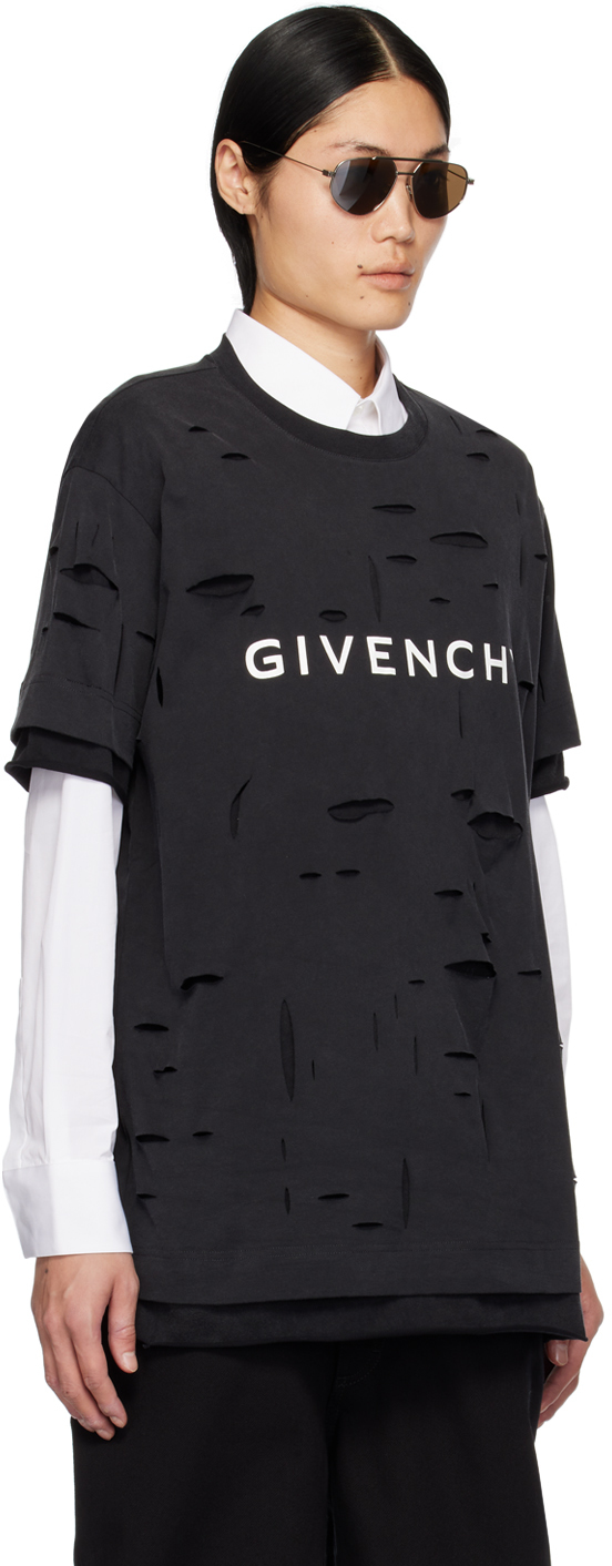 GIVENCHY BLACK DESTROYED T-SHIRT