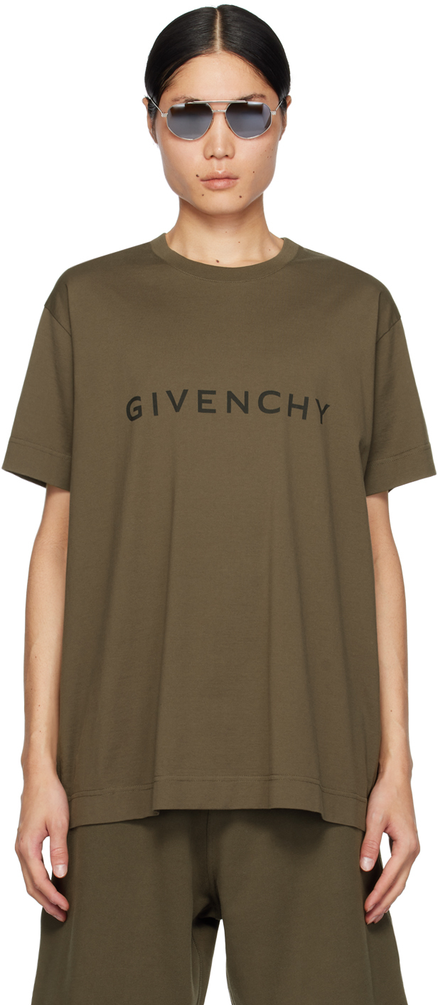 Shop Givenchy Khaki Archetype T-shirt In 305-khaki