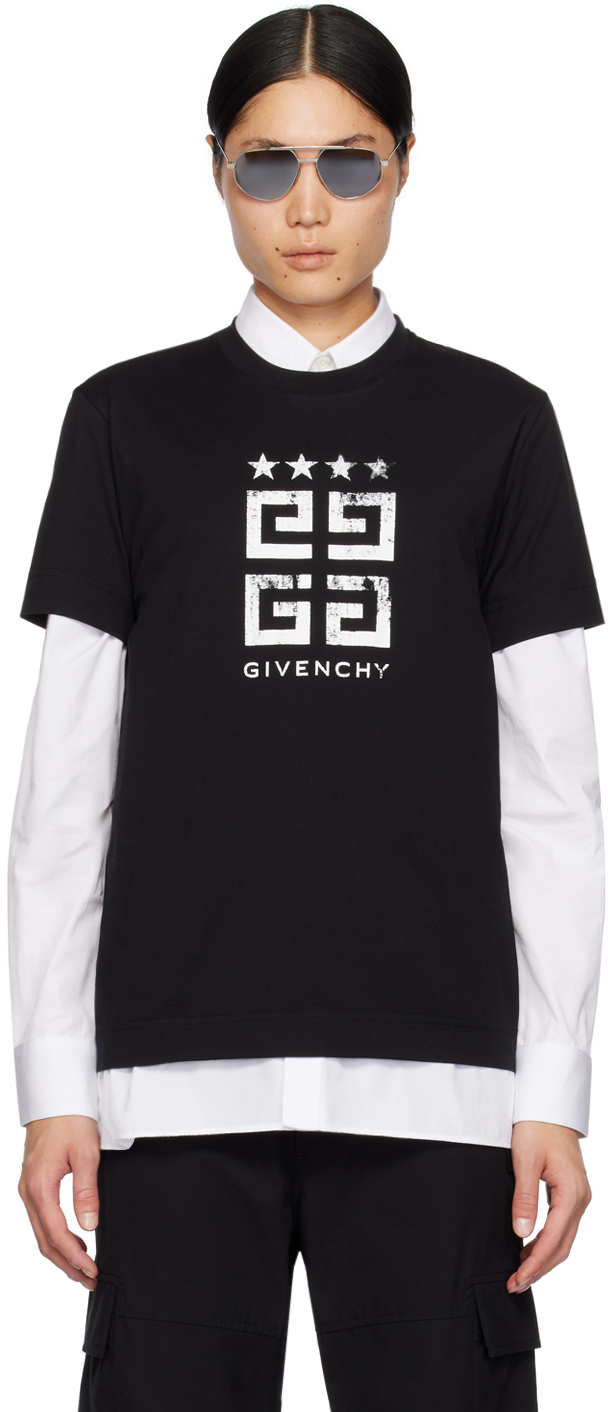 Shop Givenchy Black 4g Stars T-shirt In 001-black