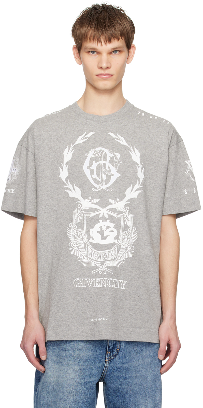 Shop Givenchy Gray Crest T-shirt In 055-light Grey