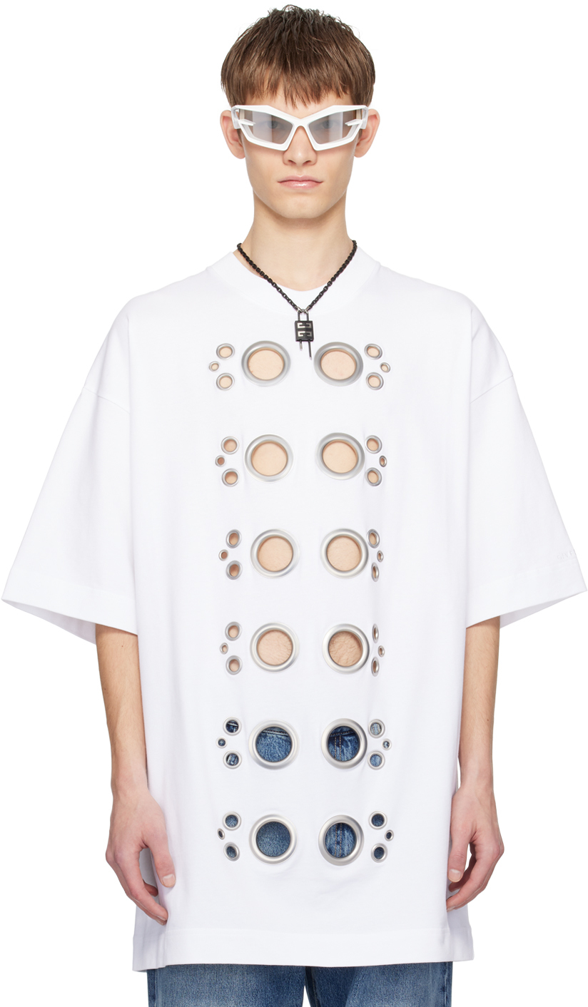 【関税込み】Givenchy ホワイト アイレット Tシャツ Givenchyのホワイト アイレット Tシャツがセール中