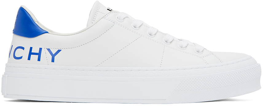 Shop Givenchy White City Sport Sneakers In 114-white/blue