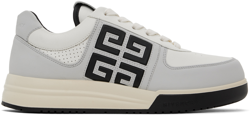 Shop Givenchy White & Gray G4 Leather Sneakers In 027-grey/black
