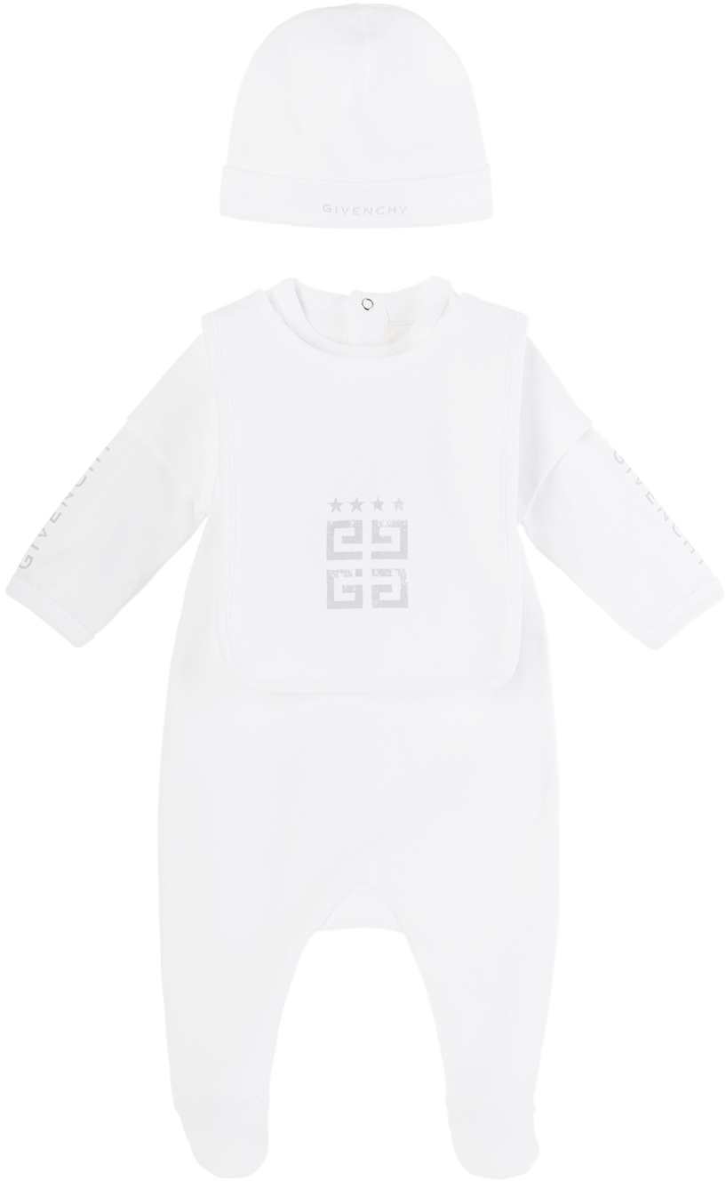 Shop Givenchy Baby White Layered Three-piece Set In 10p White