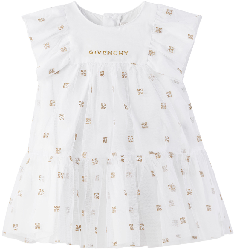 Givenchy Baby White Embroidered Dress In 10p White