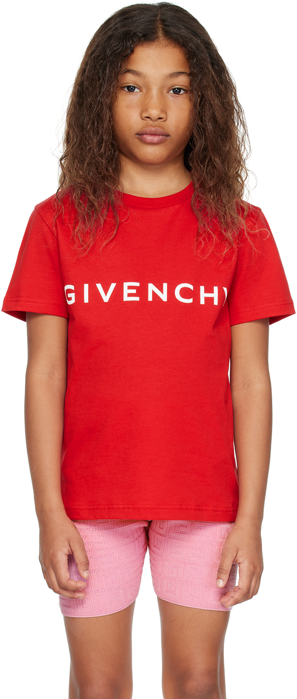 Kids Red Printed T-Shirt by Givenchy