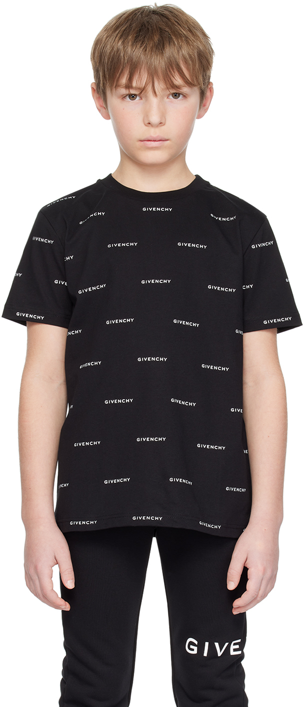 Shop Givenchy Kids Black Printed T-shirt In M41 Black White