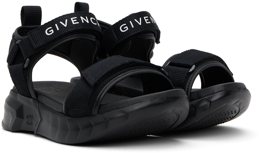 Givenchy Black Chunky Velcro Sandals In 098 Black