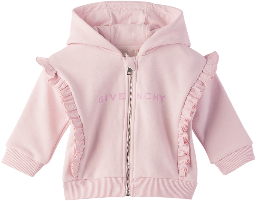Givenchy Baby Pink Ruffled Hoodie In 44z Pink