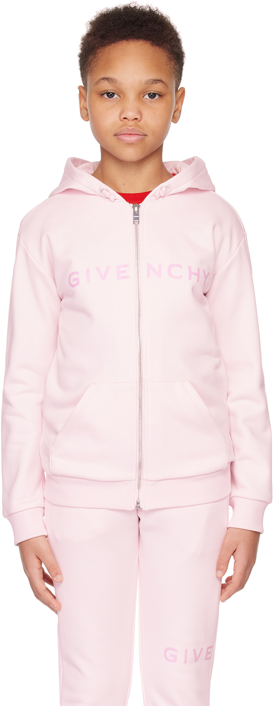 Givenchy Kids Pink Zip Hoodie In Marshmallow 44z