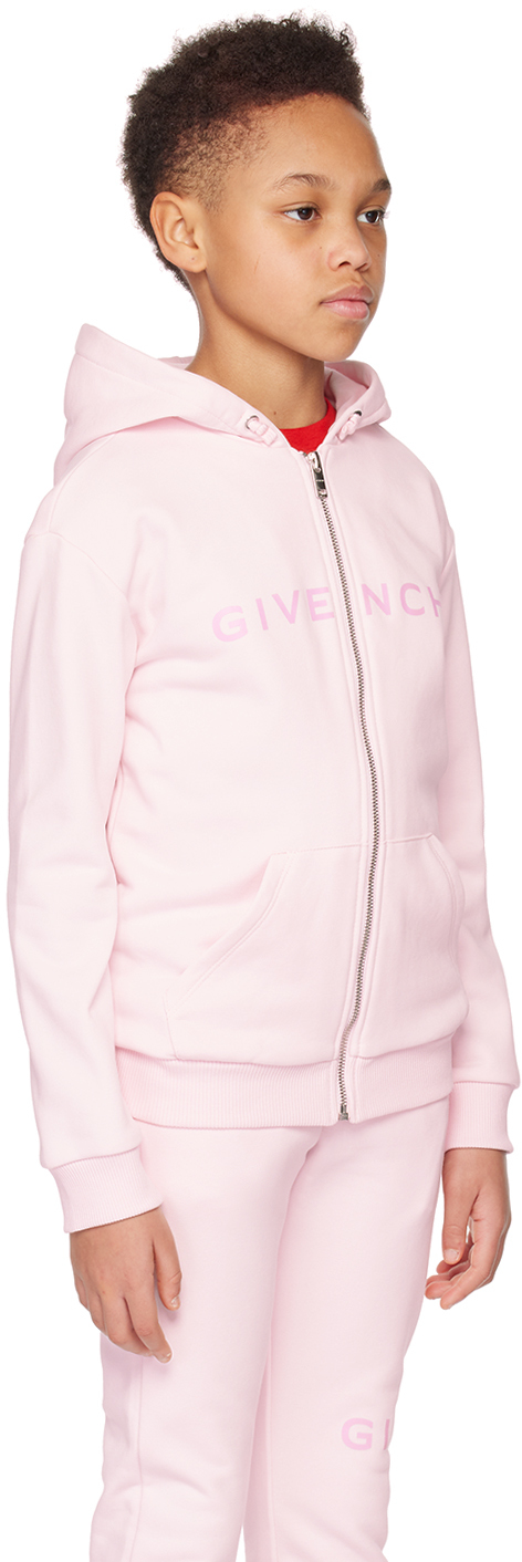 Givenchy Kids Pink Zip Hoodie In Marshmallow 44z