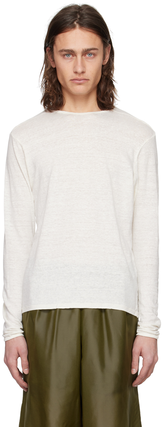 White No.87 Long Sleeve T-Shirt by Gabriela Coll Garments on Sale