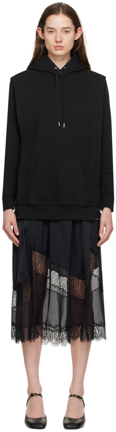 Black Lace Trim Midi Dress