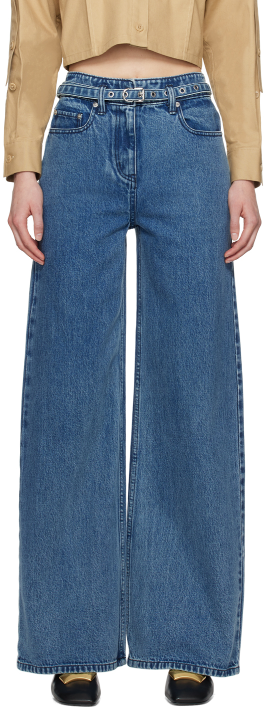 3.1 Phillip Lim / フィリップ リム Wide-leg Belted Jeans In Bl400 Blue