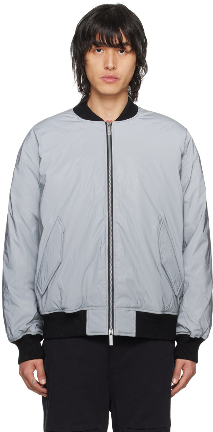 Izzue Reserved Logo-print Bomber Jacket In Silver