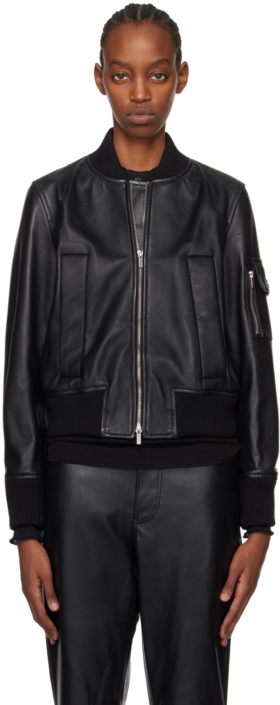 Black Proenza Schouler White Label Mika Leather Bomber Jacket