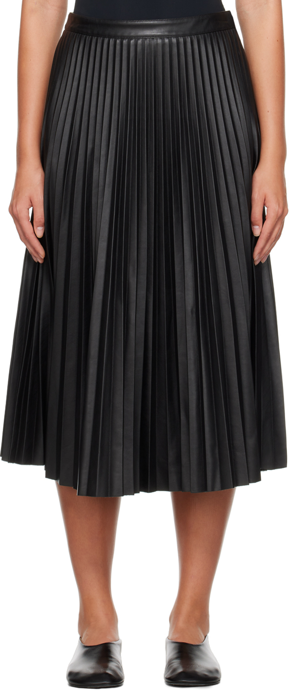 Proenza Schouler White Labelコレクション ブラック フェイクレザー ミディアムスカート