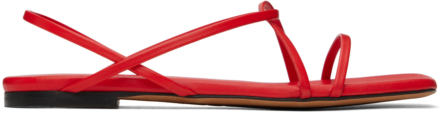 Red Square Flat Strappy Sandals