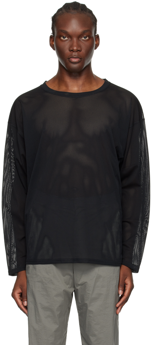 Black Semi-Sheer Long Sleeve T-Shirt